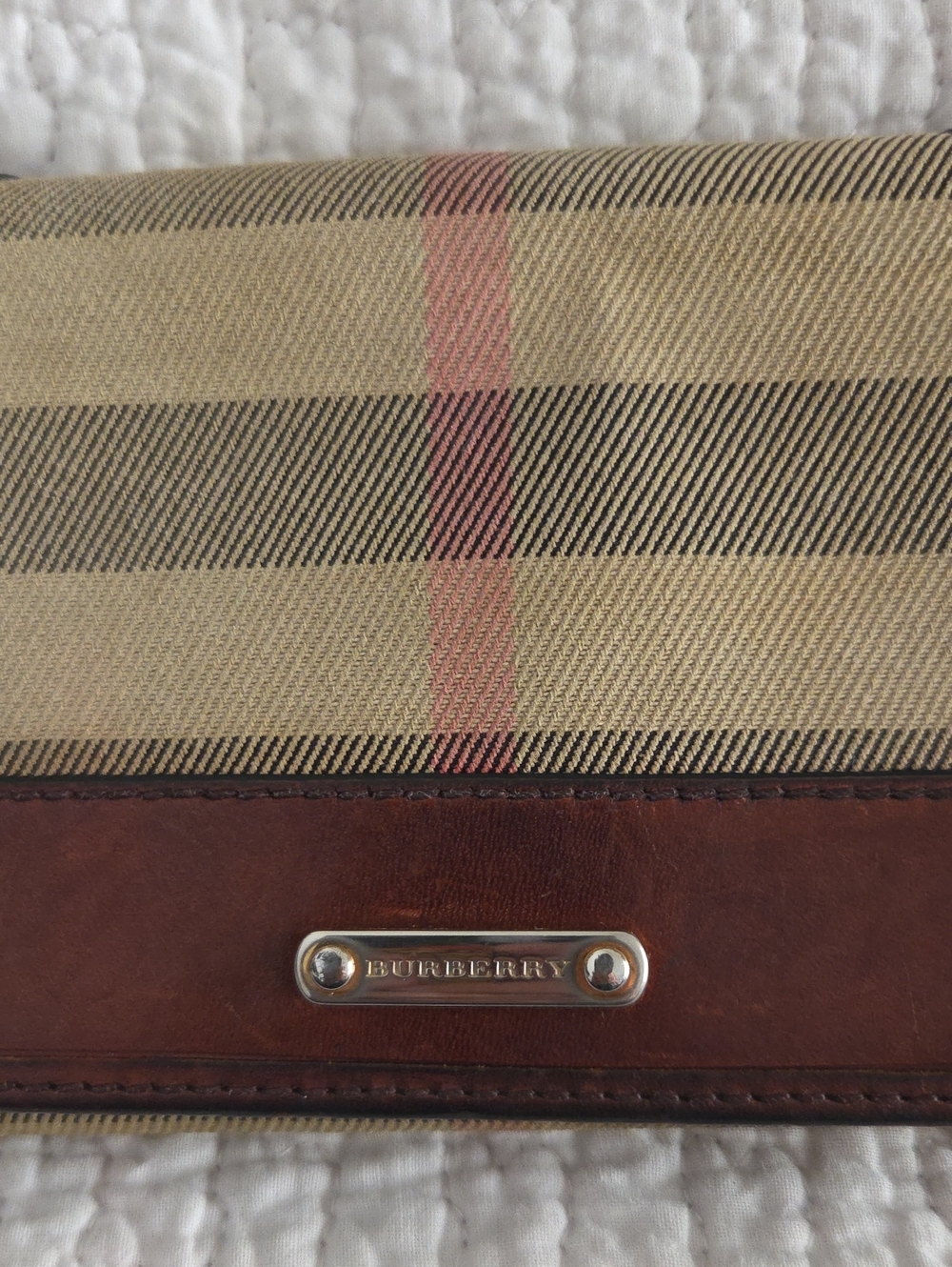 Burberry Beige Plaid Continental Wallet with Brown Leather Trim - Picture 10 of 16